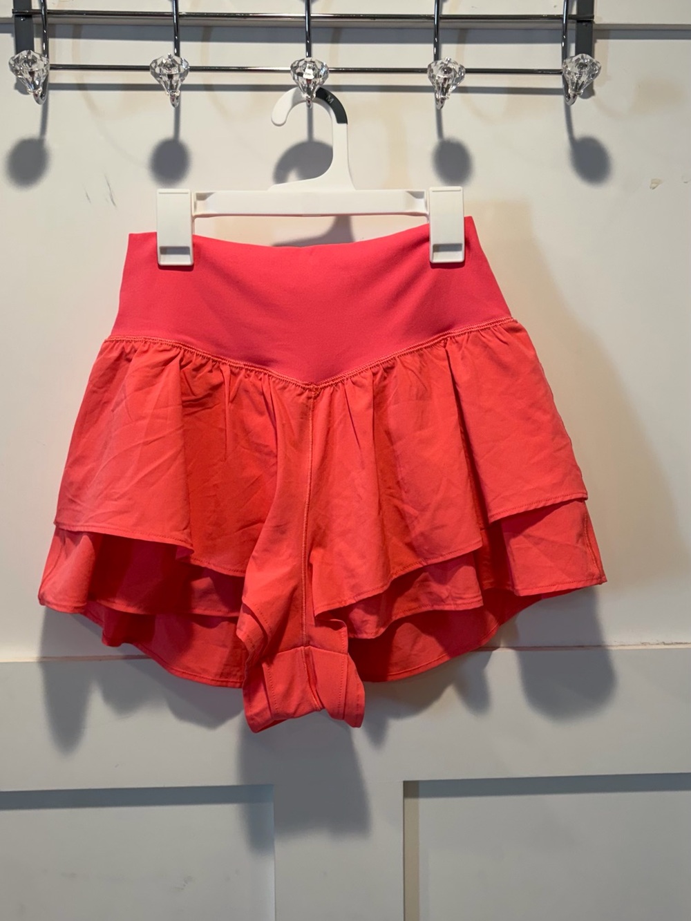 Offline Aerie Coral Ruffle Tiered Shorts